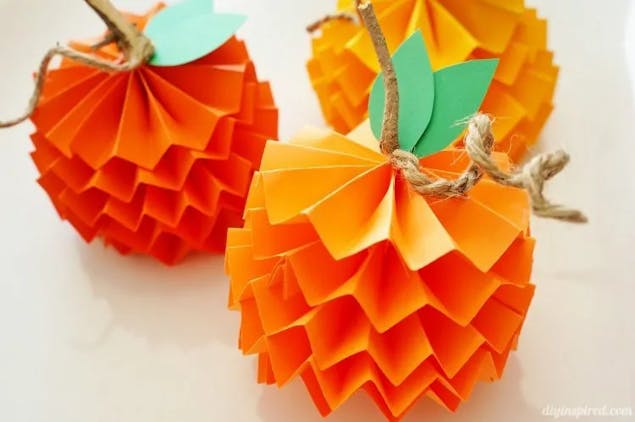 Paper pumpkin easy kids fall crafts