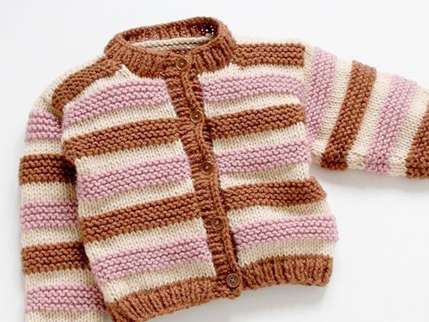 pink and brown striped kids cardigan 