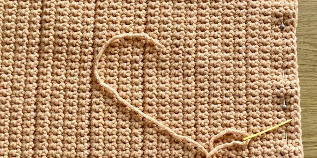Pin fabric for crochet pumpkin