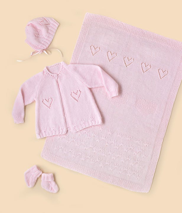 "Rosy Garden Set" - Accessory Knitting Pattern in Paintbox Yarns Baby DK