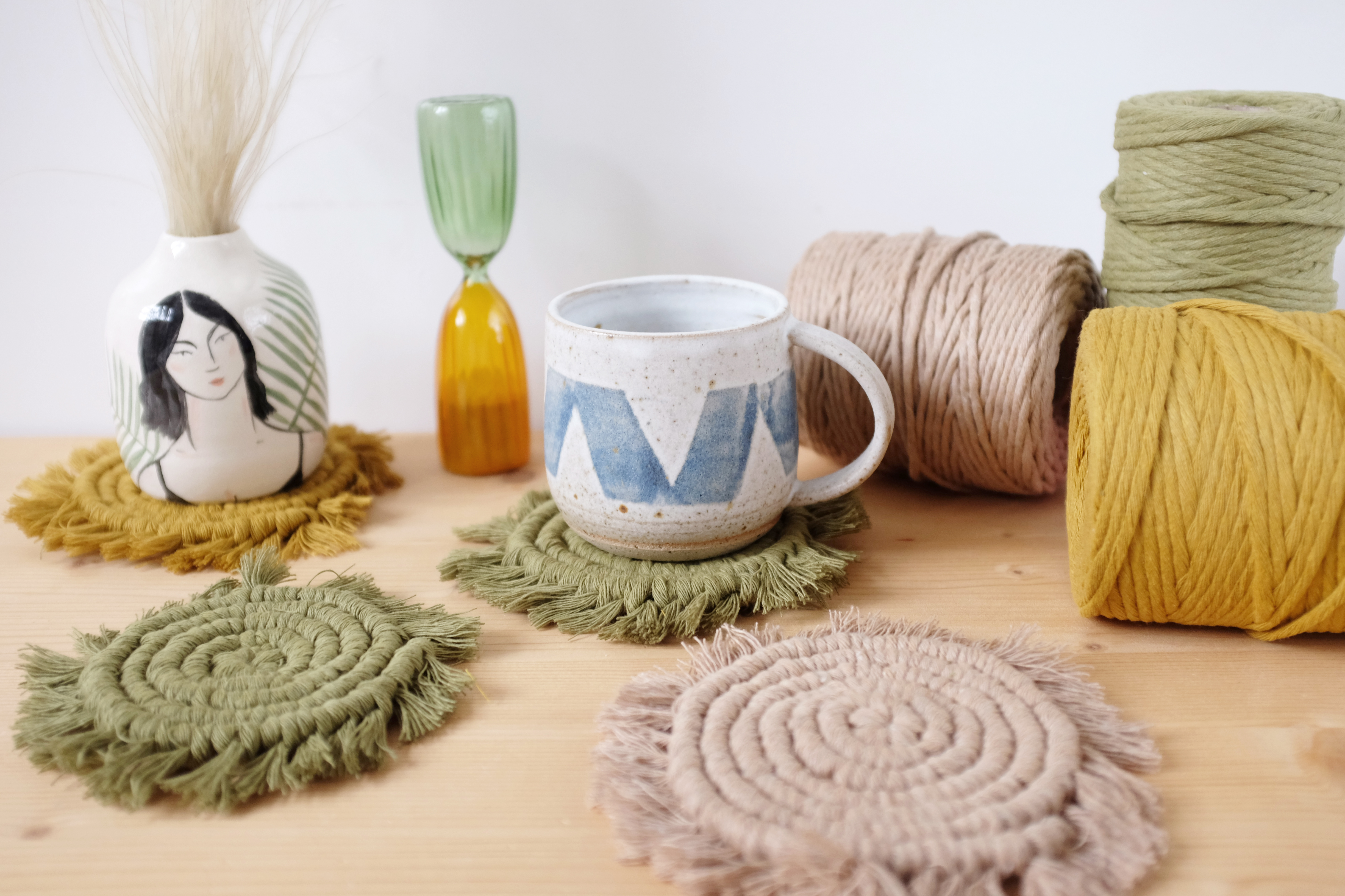 Learn how to make your own macramé coasters 