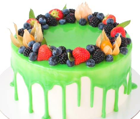 Green glitter birthday cake