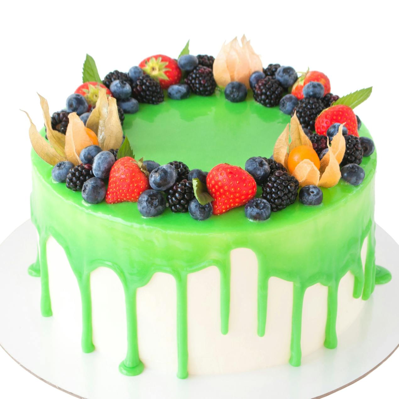 Green glitter birthday cake