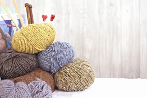 Worsted weight yarn in various colours