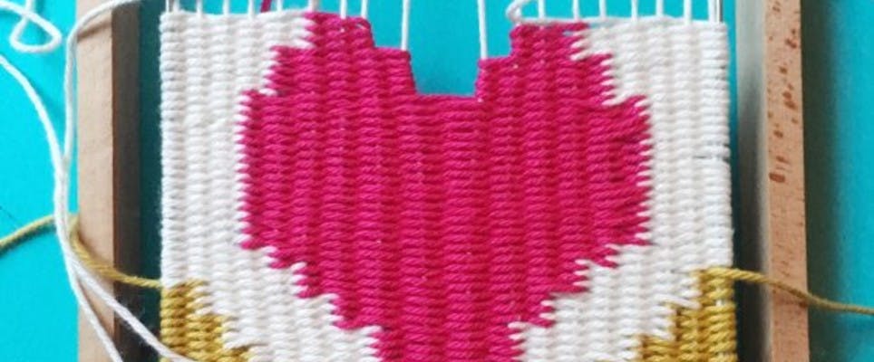 Make a woven love heart wall hanging