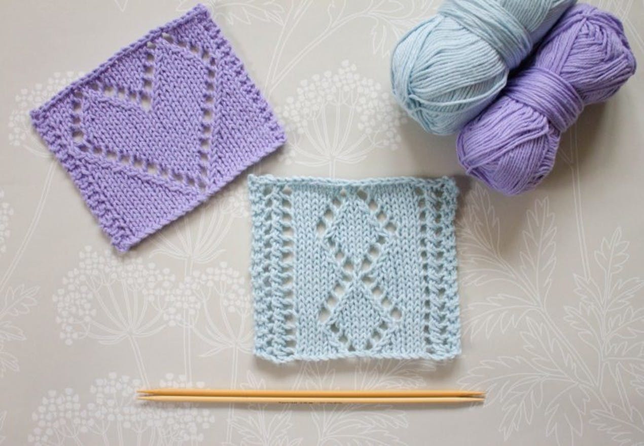 ssk project knitted square pattern