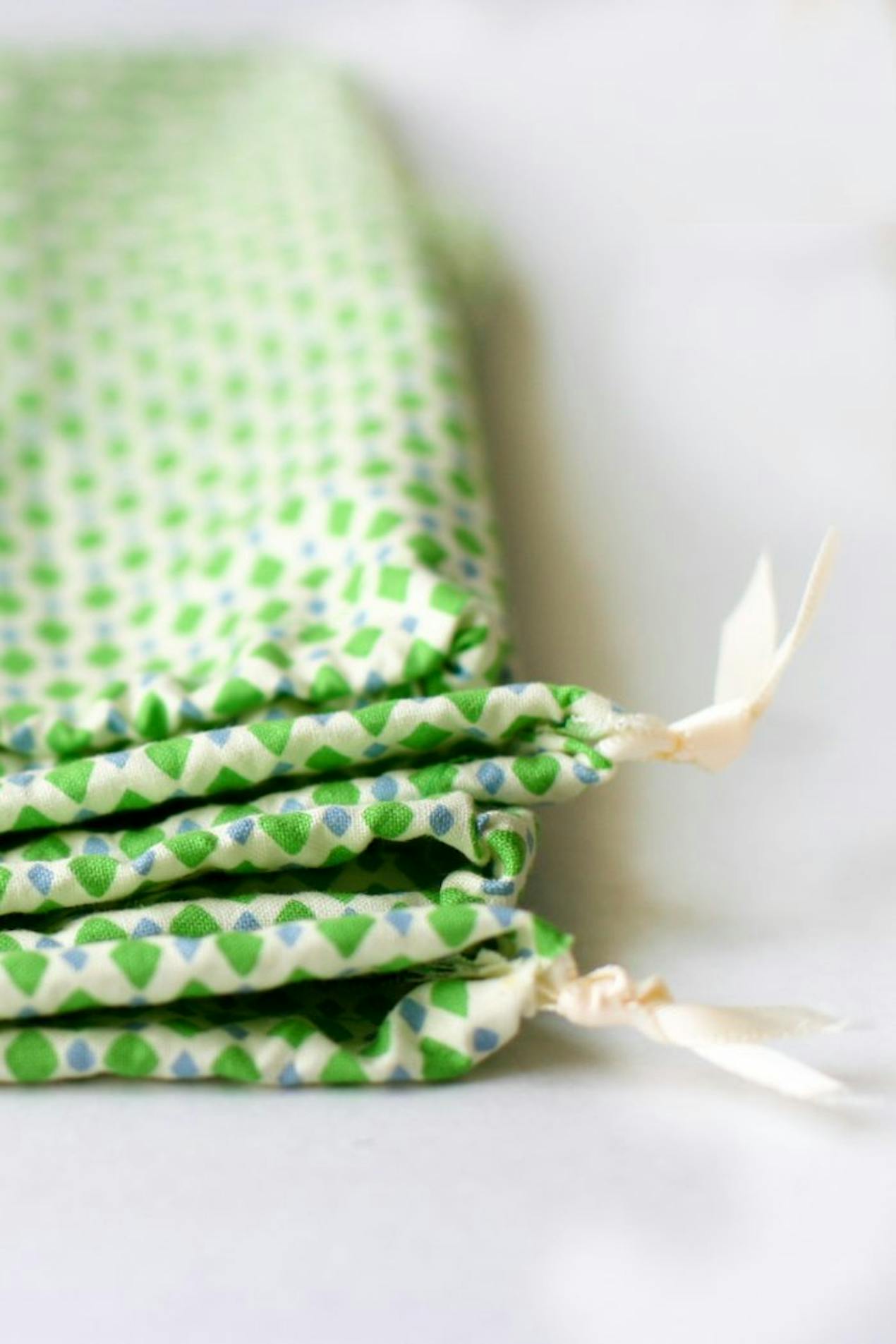 gift bag sewing project with pull tie fastening