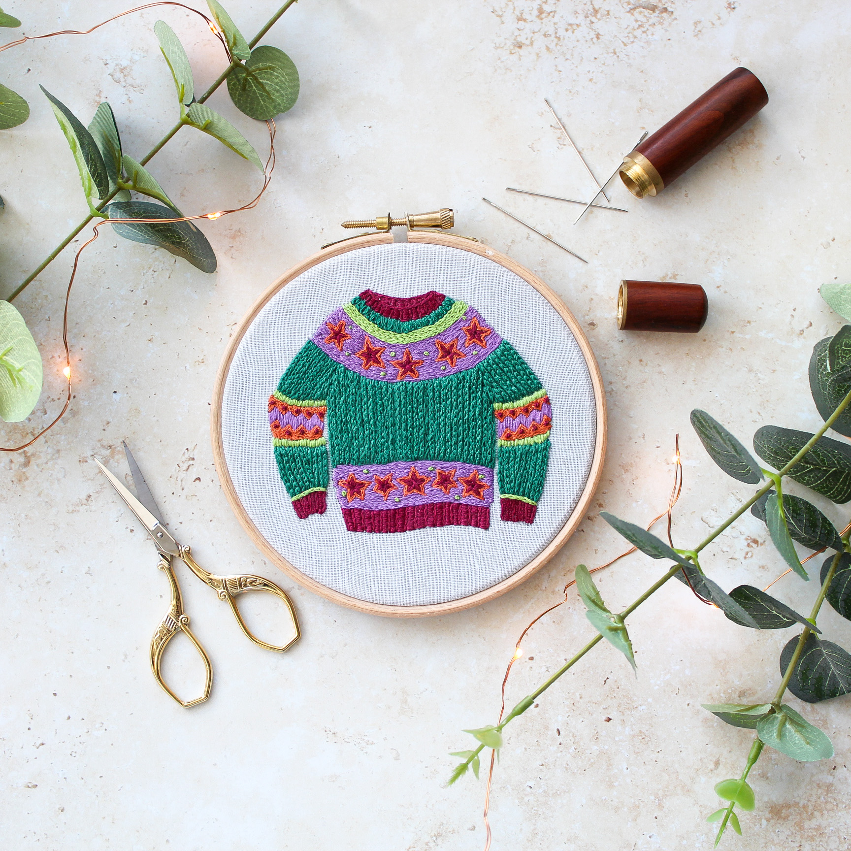 Embroider the cutest little ugly Christmas jumper