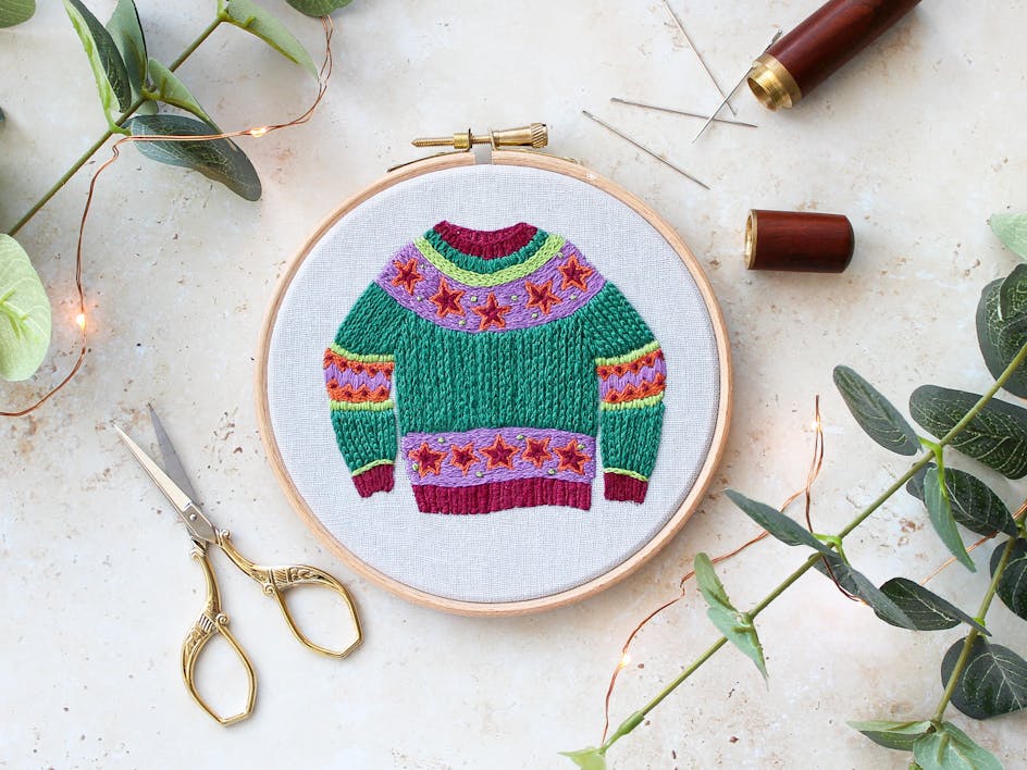 Embroider the cutest little ugly Christmas jumper