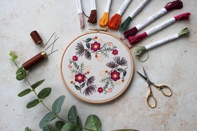 Autumn bloom embroidery