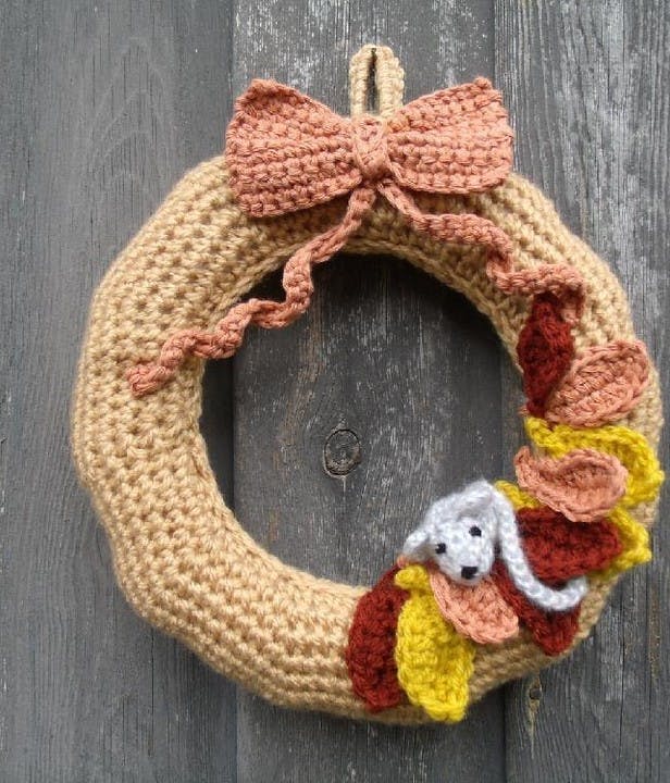 crochet autumn wreath