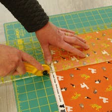 cut the fabric using rotary cutter