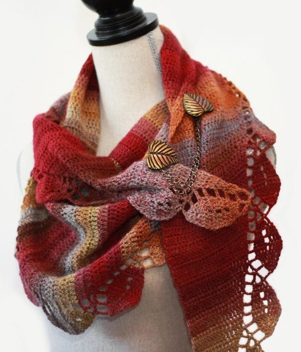 autumn leaves crochet shawl
