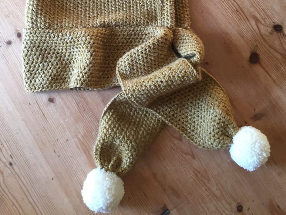 Wrap up warm in a super snuggly hooded scarf