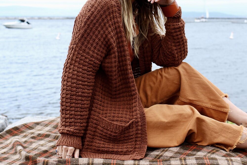 Waffle stitch sweater