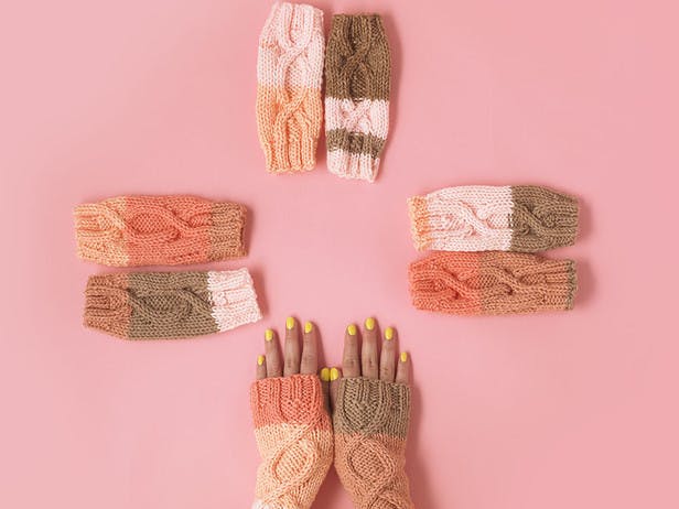 The Essential Knitted Wristwarmers in Paintbox Yarns Chunky Pots