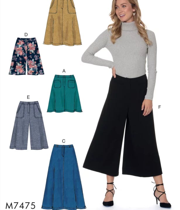 McCall's Misses' Flared Skirts, Shorts and Culottes M7475 - Sewing Pattern