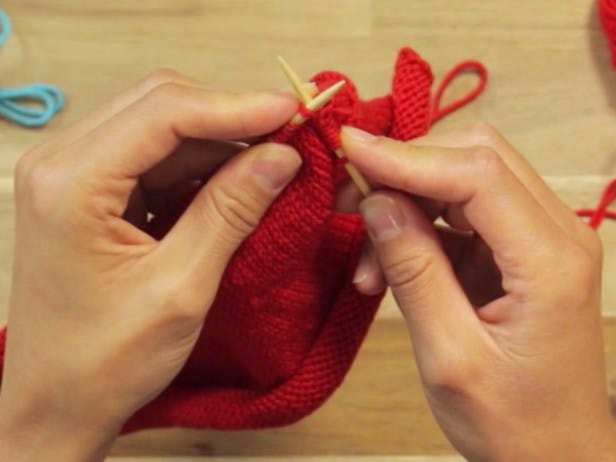 how to knit two together (k2tog)
