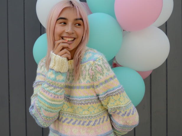 Fizzy Fairisle Sweater for Grown Ups in Paintbox Yarns Wool Mix Chunky