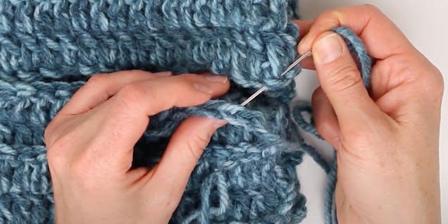 sewing together crochet hat seam 