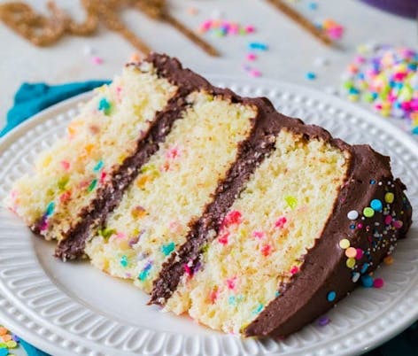 Birthday cake with sprinkles in sponge