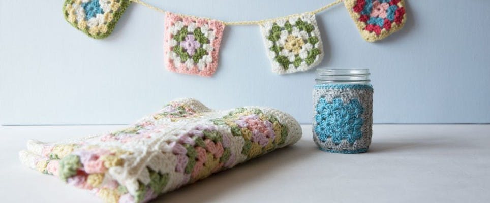 crochet granny square bunting
