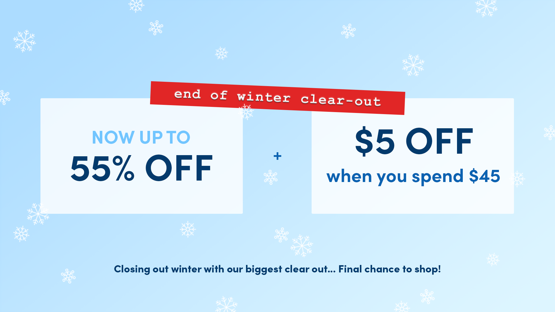 Get $5 off your $45 order — use code FIVEOFF