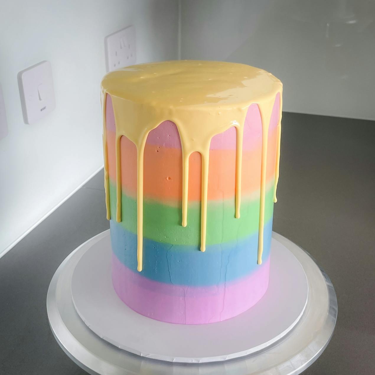 Rainbow Icing Layer Cake