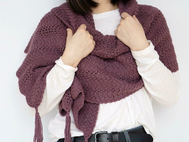 Knit Wavy Chevron Lace Shawl