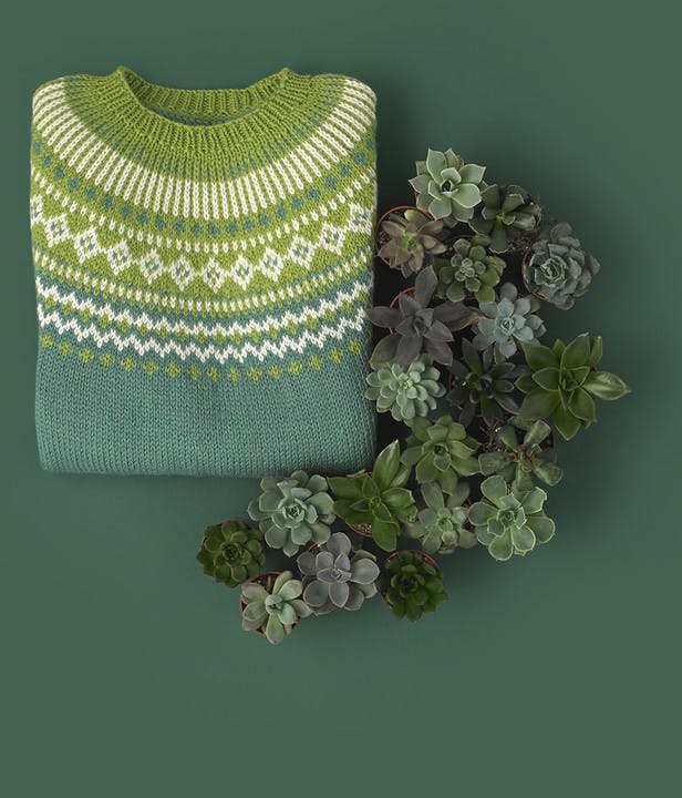 Forest Fairisle Yoke Sweater in Paintbox Yarns Wool Mix Aran