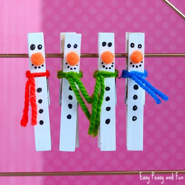 Christmas childrens craft snowman pegs