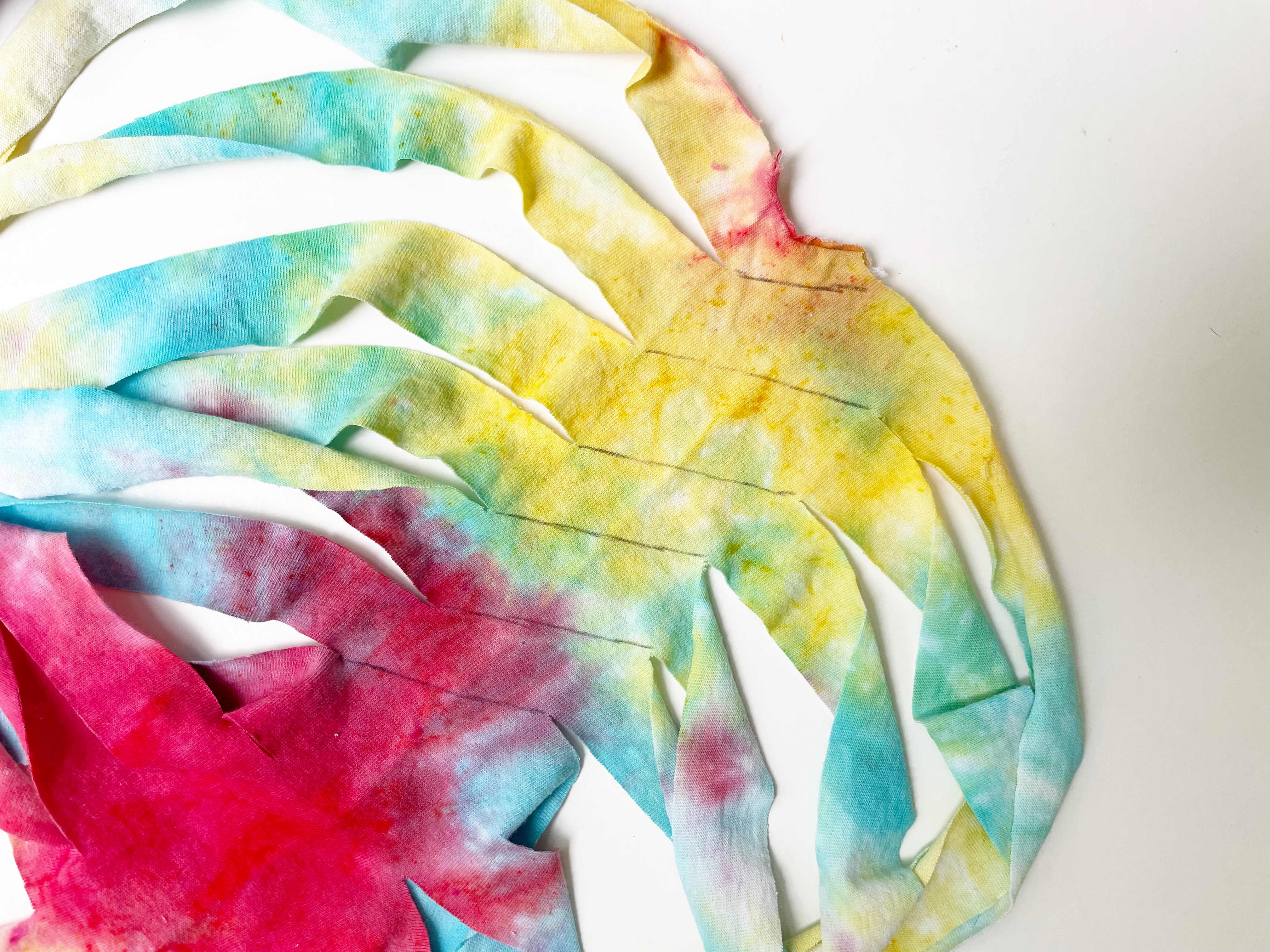 cut diagonal strips of t-shirt