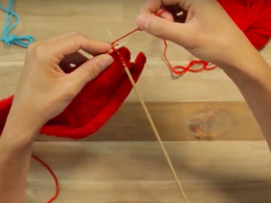 How to knit two together (k2tog)