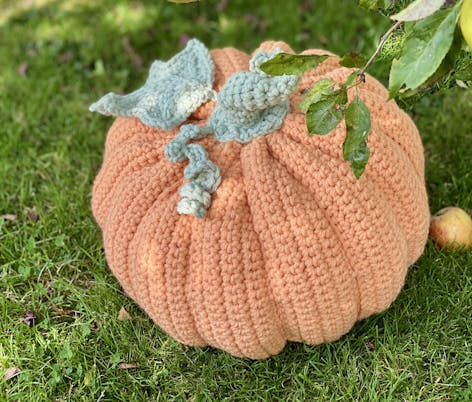 Huggable crochet pumpkin
