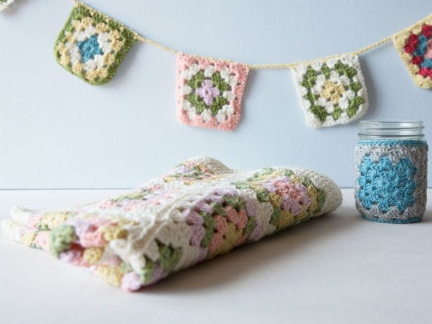 crochet granny square bunting