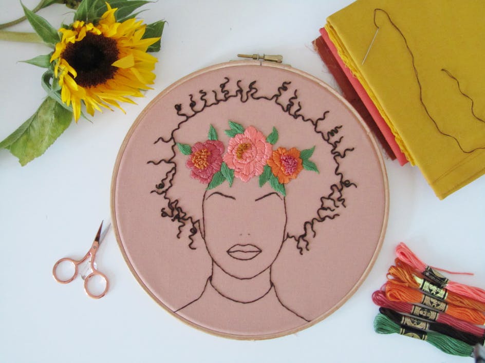 Pretty little afro embroidery tutorial