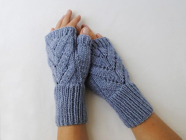 Leaves Fingerless Gloves