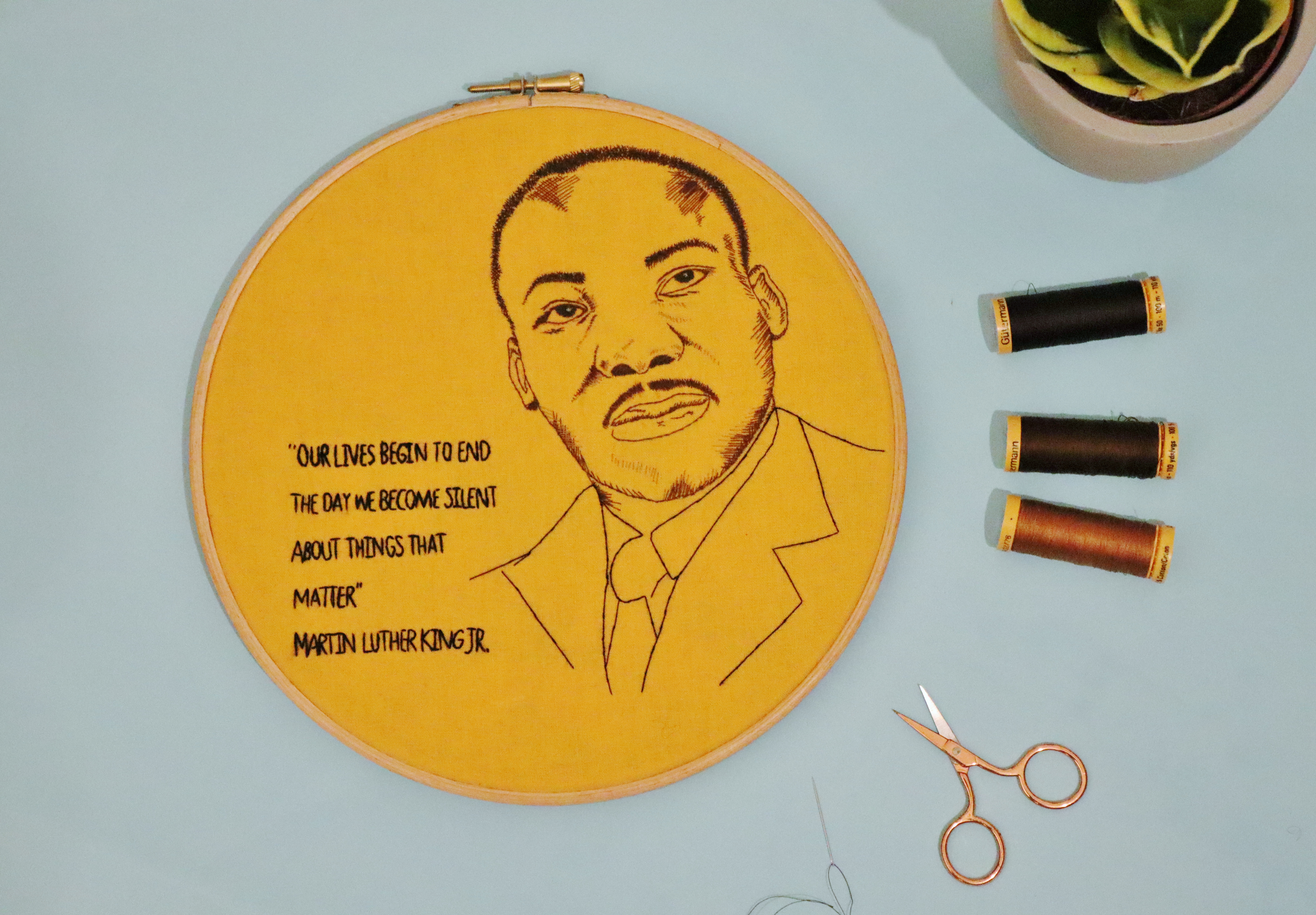 Completed project in a embroidery hoop