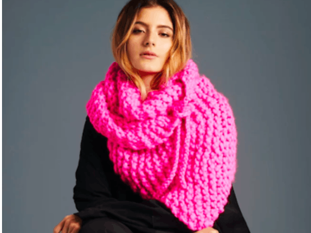 bright pink knitted shawl