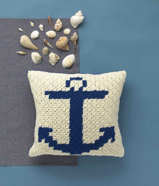 Coastline Cushion - Free Crochet Pattern for Home in Paintbox Yarns Wool Mix Aran