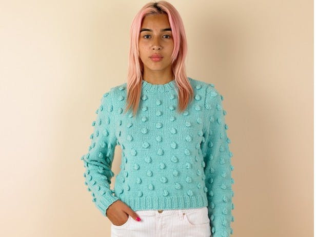 Bubblegum Bobble Jumper - Free Knitting Pattern in Paintbox Yarns Wool Mix Aran
