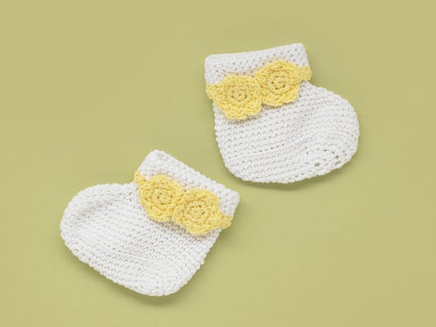 Fledgling Floral Bootees - Free Crochet Pattern For Babies in Paintbox Yarns Cotton DK
