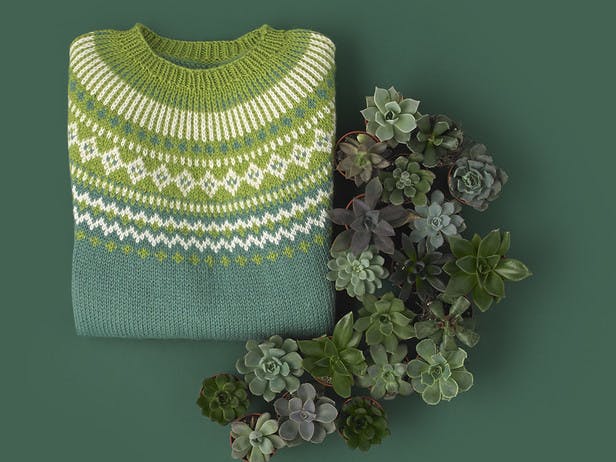 Forest Fairisle Yoke Sweater in Paintbox Yarns Wool Mix Aran