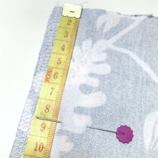 Pin marking 8cm from top of fabric