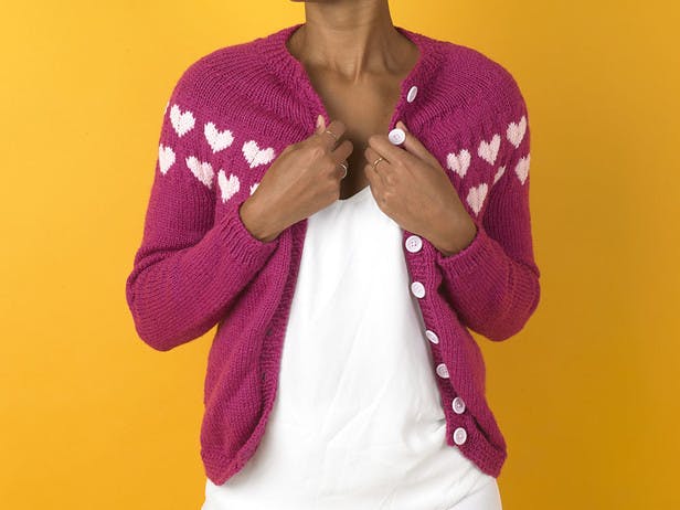 Heaps of Heart Cardigan - Free Knitting Pattern For Women in Paintbox Yarns Wool Mix Aran