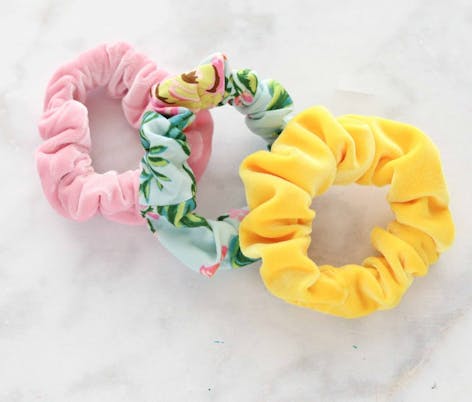 floral scrunchies made from fat quarters