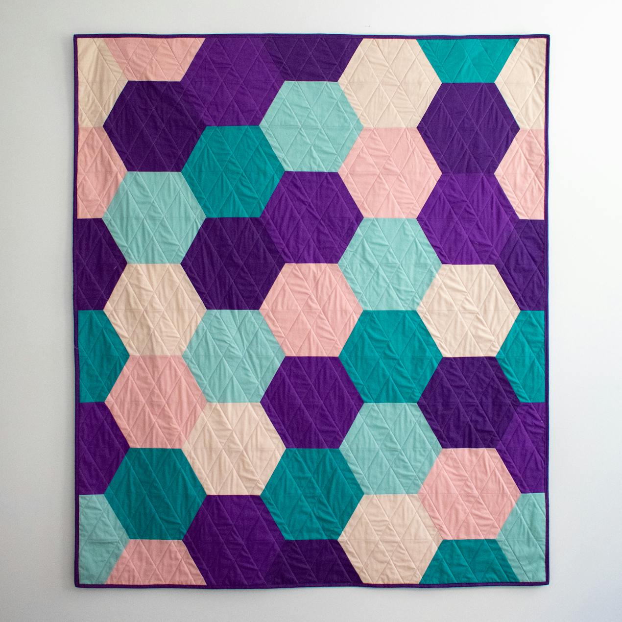 hexagon quilt flatlay 
