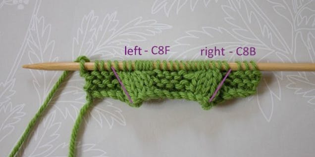 Cable knitting step 12