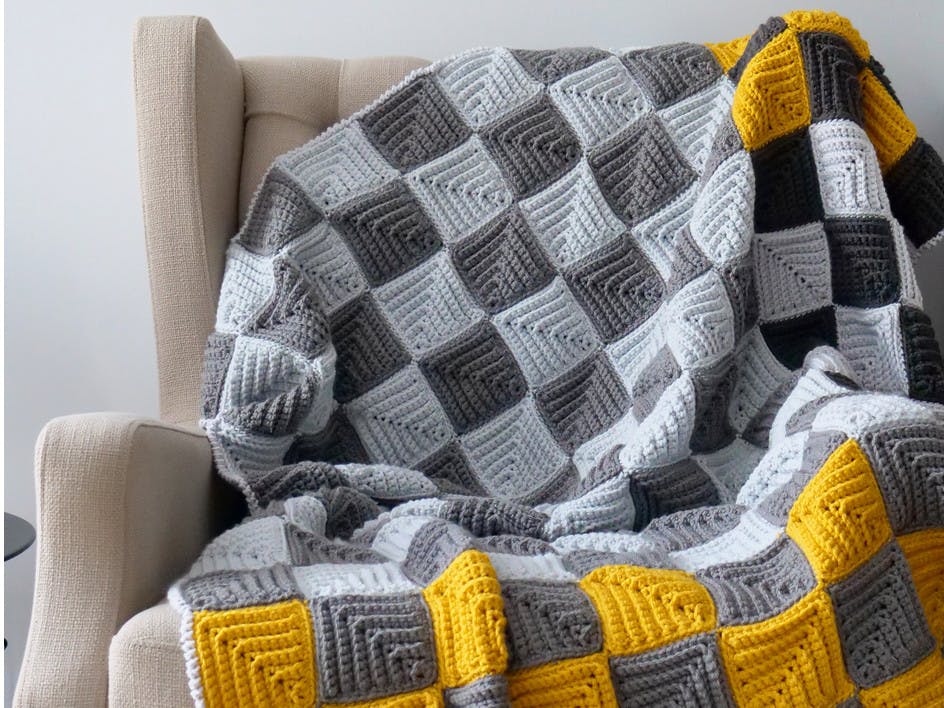 Crochet bHooked's brand new checkerboard afghan 