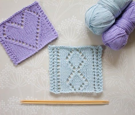 ssk project knitted square pattern